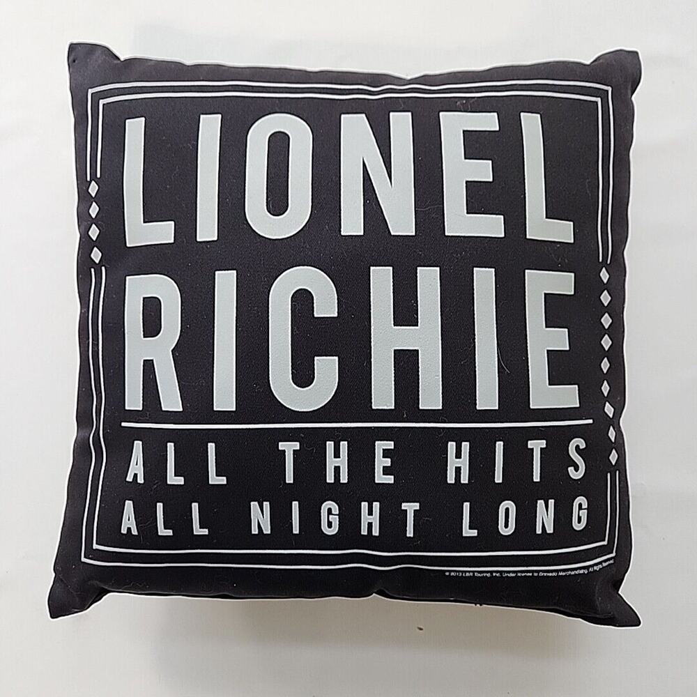 Lionel Richie‎ 12in Pillow Black Gray All The Hits Time 2013 Portrait Throw